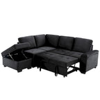 Schlafsofa, Ecksofa in L-Form mit Stauraum-Ottomane und verstecktem Armlehnen-Stauraum sowie USB-Ladefunktion für Wohnzimmer Ap