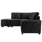 Schlafsofa, Ecksofa in L-Form mit Stauraum-Ottomane und verstecktem Armlehnen-Stauraum sowie USB-Ladefunktion für Wohnzimmer Ap