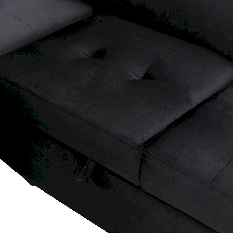 Schlafsofa, Ecksofa in L-Form mit Stauraum-Ottomane und verstecktem Armlehnen-Stauraum sowie USB-Ladefunktion für Wohnzimmer Ap