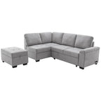 Schlafsofa, Ecksofa in L-Form mit Stauraum-Ottomane und verstecktem Armlehnen-Stauraum sowie USB-Ladefunktion für Wohnzimmer Ap