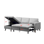 88 Umbaubares Ausziehsofa, Sektional-Schlafsofa mit Stauraum, Eckschlafsofa mit Stauraum-Recamiere links/rechts montierbar
