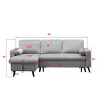 88 Umbaubares Ausziehsofa, Sektional-Schlafsofa mit Stauraum, Eckschlafsofa mit Stauraum-Recamiere links/rechts montierbar
