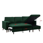 88 Umbaubares Ausziehsofa, Sektional-Schlafsofa mit Stauraum, Eckschlafsofa mit Stauraum-Recamiere links/rechts montierbar