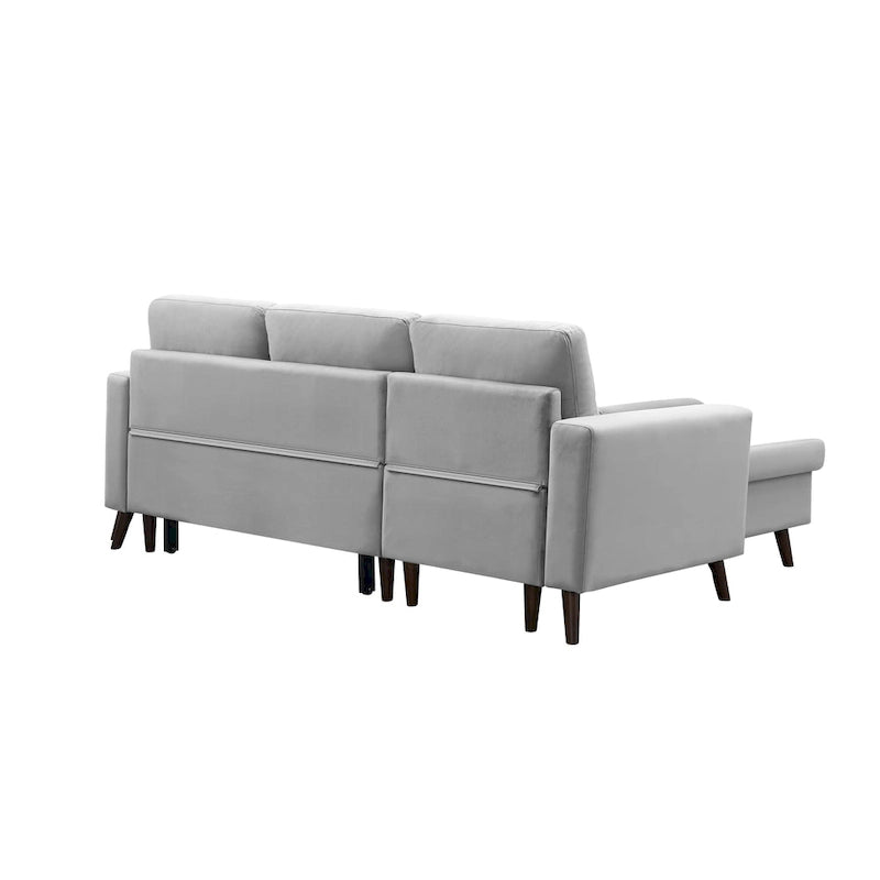 88 Umbaubares Ausziehsofa, Sektional-Schlafsofa mit Stauraum, Eckschlafsofa mit Stauraum-Recamiere links/rechts montierbar