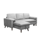 88 Umbaubares Ausziehsofa, Sektional-Schlafsofa mit Stauraum, Eckschlafsofa mit Stauraum-Recamiere links/rechts montierbar