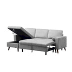 88 Umbaubares Ausziehsofa, Sektional-Schlafsofa mit Stauraum, Eckschlafsofa mit Stauraum-Recamiere links/rechts montierbar