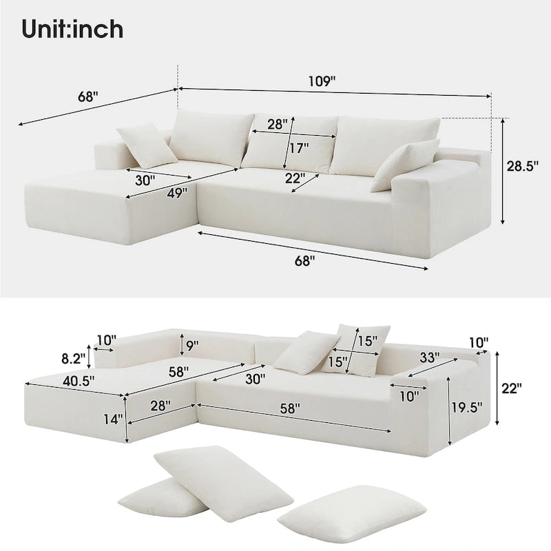 [VIDEO bereitgestellt] [Neu] 109*68 Modulare Ecksofa-Wohnzimmersofa-Garnitur, modernes minimalistisches Sofa, gepolstertes Schlafsofa f