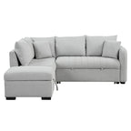 82.6 Eckschlafsofa in L-Form mit zwei USB-Anschlüssen, zwei Steckdosen und einem beweglichen Stauraum-Ottoman, Beige