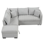 82.6 Eckschlafsofa in L-Form mit zwei USB-Anschlüssen, zwei Steckdosen und einem beweglichen Stauraum-Ottoman, Beige