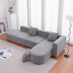Modernes L-förmiges Bouclé-Sofa mit geschwungener Sitzfläche (rechtsseitig ausgerichtet)
