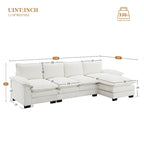 [VIDEO zur Verfügung gestellt][Neu]118*55 Modernes L-förmiges Chenille-Wolkensofa mit doppelten Sitzkissen, 5-Sitzer Polstermöbel für den Innenbereich,S