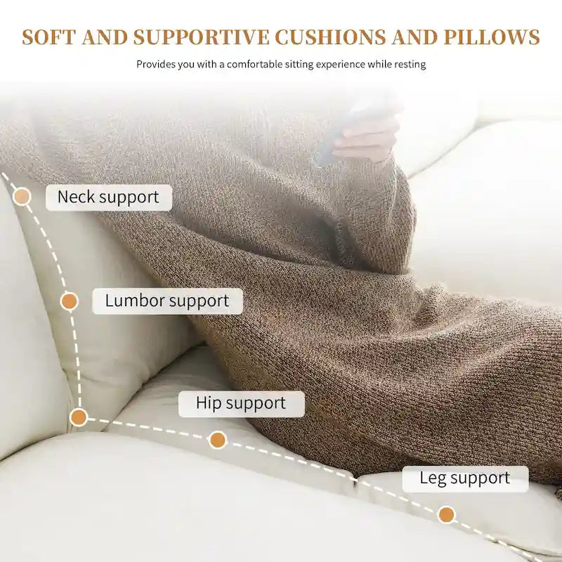 [VIDEO zur Verfügung gestellt][Neu]118*55 Modernes L-förmiges Chenille-Wolkensofa mit doppelten Sitzkissen, 5-Sitzer Polstermöbel für den Innenbereich,S