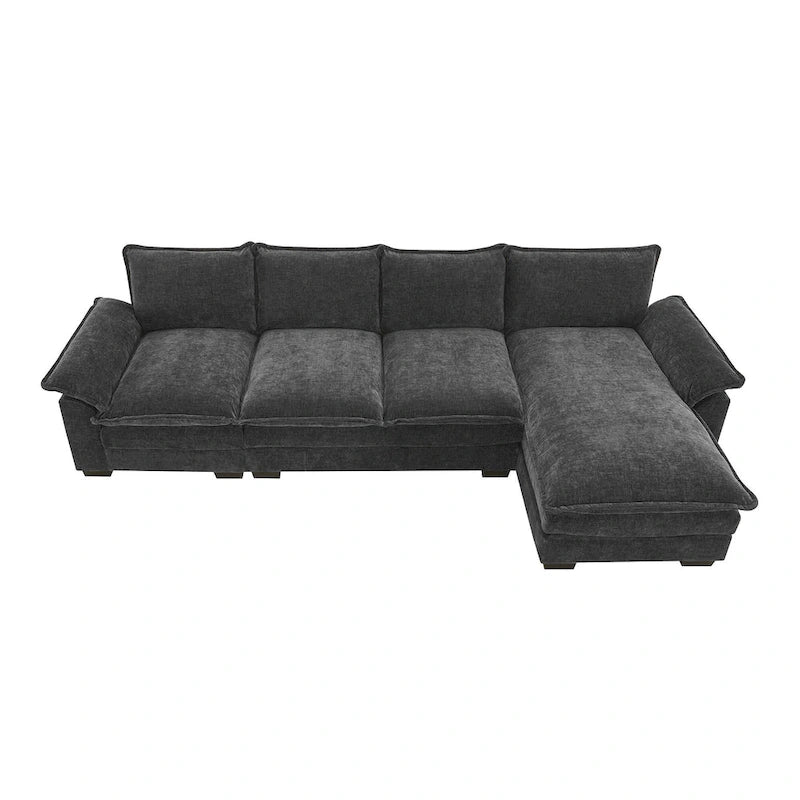 [VIDEO zur Verfügung gestellt][Neu]118*55 Modernes L-förmiges Chenille-Wolkensofa mit doppelten Sitzkissen, 5-Sitzer Polstermöbel für den Innenbereich,S