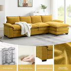 [VIDEO zur Verfügung gestellt][Neu]118*55 Modernes L-förmiges Chenille-Wolkensofa mit doppelten Sitzkissen, 5-Sitzer Polstermöbel für den Innenbereich,S