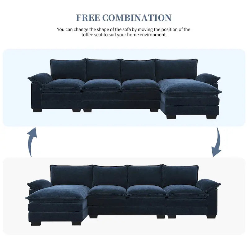 [VIDEO zur Verfügung gestellt][Neu]118*55 Modernes L-förmiges Chenille-Wolkensofa mit doppelten Sitzkissen, 5-Sitzer Polstermöbel für den Innenbereich,S