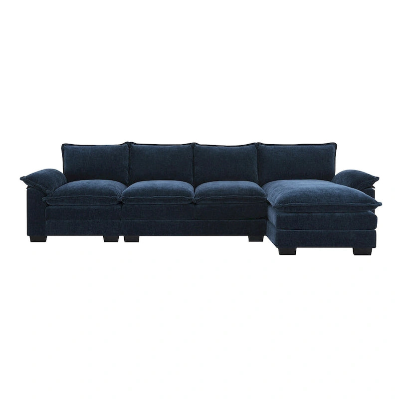 [VIDEO zur Verfügung gestellt][Neu]118*55 Modernes L-förmiges Chenille-Wolkensofa mit doppelten Sitzkissen, 5-Sitzer Polstermöbel für den Innenbereich,S