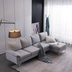 L-förmiges Stoffsofa mit Chaiselongue und Eisenfüßen, 4-Sitzer, modulares Sofa für den Innenbereich – 110