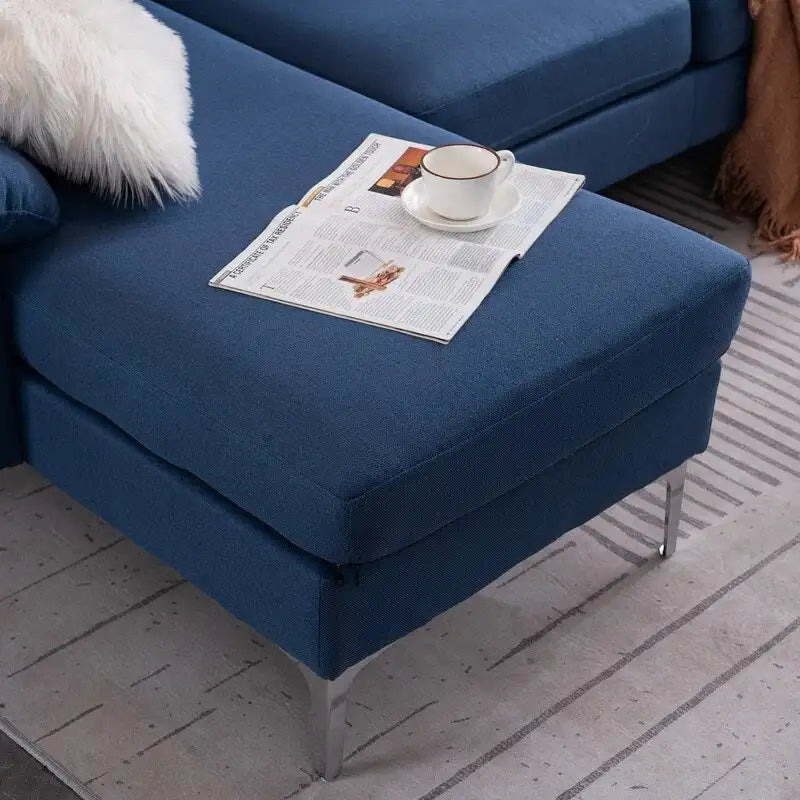 L-förmiges Stoffsofa mit Chaiselongue und Eisenfüßen, 4-Sitzer, modulares Sofa für den Innenbereich – 110