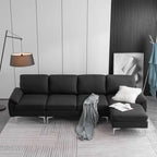 L-förmiges Stoffsofa mit Chaiselongue und Eisenfüßen, 4-Sitzer, modulares Sofa für den Innenbereich – 110