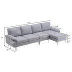 L-förmiges Stoffsofa mit Chaiselongue und Eisenfüßen, 4-Sitzer, modulares Sofa für den Innenbereich – 110