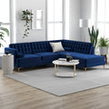 Caterine Marineblaue Samt-Eckcouch, getuftet, modern, für das Wohnzimmer