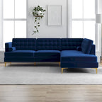 Caterine Marineblaue Samt-Eckcouch, getuftet, modern, für das Wohnzimmer