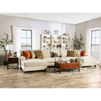 Pluttnam Übergangs-U-förmiges Sektionalsofa in Tan-Mikrofaser von Furniture of America
