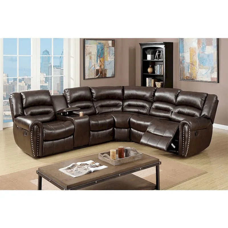 Sofa mit Relaxfunktion und Bezug aus gebundener Lederfaser