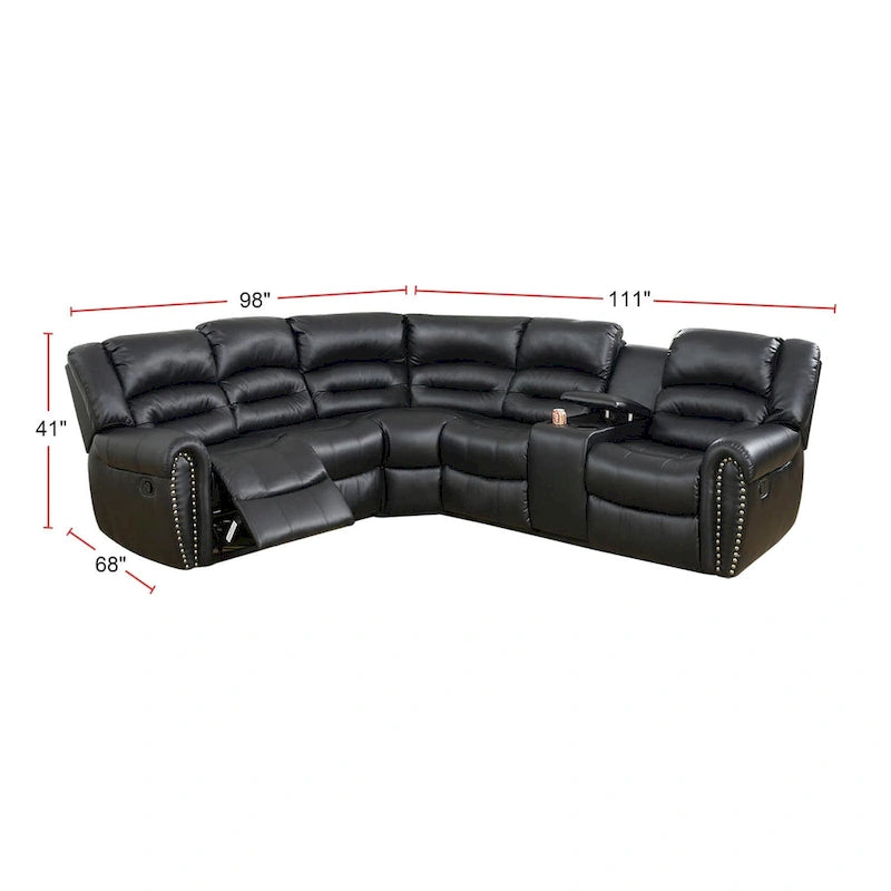 Sofa mit Relaxfunktion und Bezug aus gebundener Lederfaser