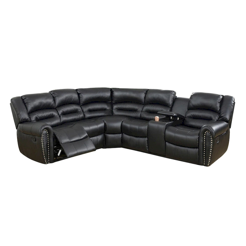 Sofa mit Relaxfunktion und Bezug aus gebundener Lederfaser