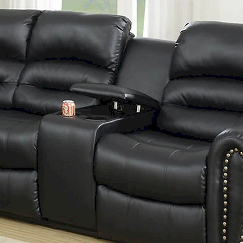 Sofa mit Relaxfunktion und Bezug aus gebundener Lederfaser