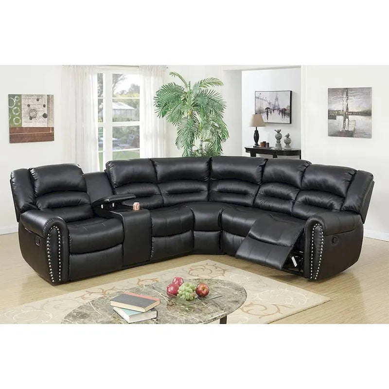 Sofa mit Relaxfunktion und Bezug aus gebundener Lederfaser