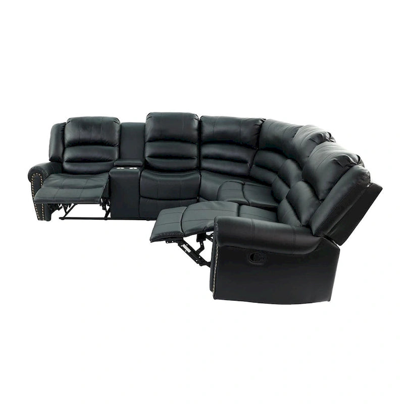 Sofa mit Relaxfunktion und Bezug aus gebundener Lederfaser