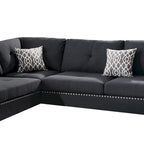 Polyfiber 3-teiliges Sektionssofa-Set mit Ottomane in Schwarz
