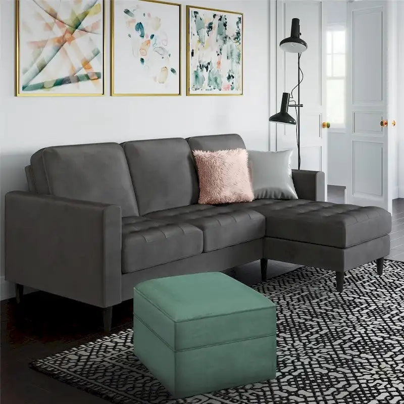 CosmoLiving by Cosmopolitan Strummer Samt-Ecksofa, beidseitig montierbar