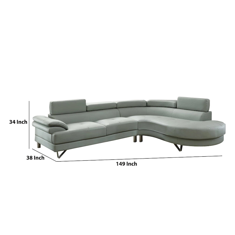 Kunstleder 2-teiliges Sektionalsofa in Grau