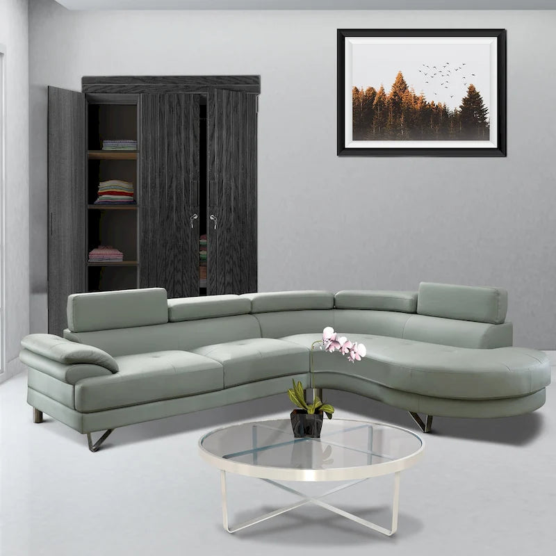 Kunstleder 2-teiliges Sektionalsofa in Grau