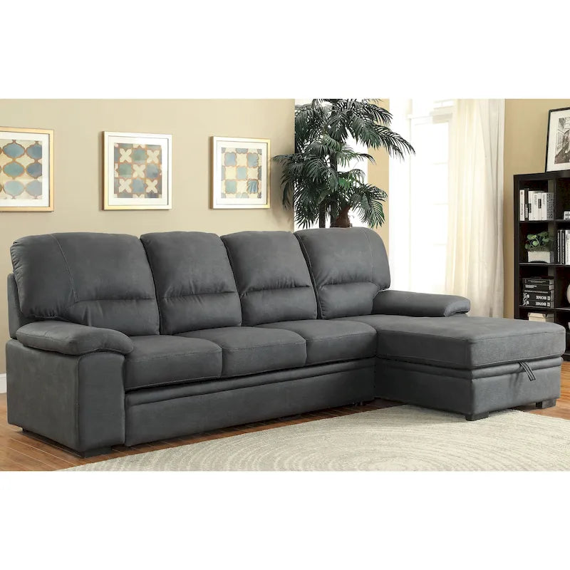 Werr modernes Schlafsofa mit Stauraum unter der Recamiere, Kunst-Nabuk, von Furniture of America