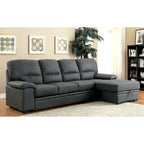 Werr modernes Schlafsofa mit Stauraum unter der Recamiere, Kunst-Nabuk, von Furniture of America