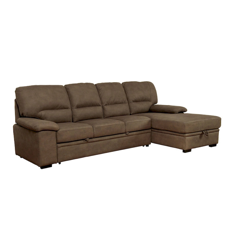 Werr modernes Schlafsofa mit Stauraum unter der Recamiere, Kunst-Nabuk, von Furniture of America