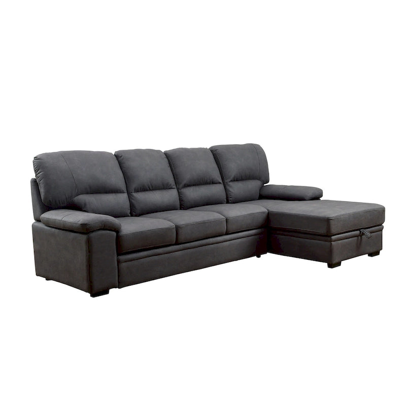 Werr modernes Schlafsofa mit Stauraum unter der Recamiere, Kunst-Nabuk, von Furniture of America