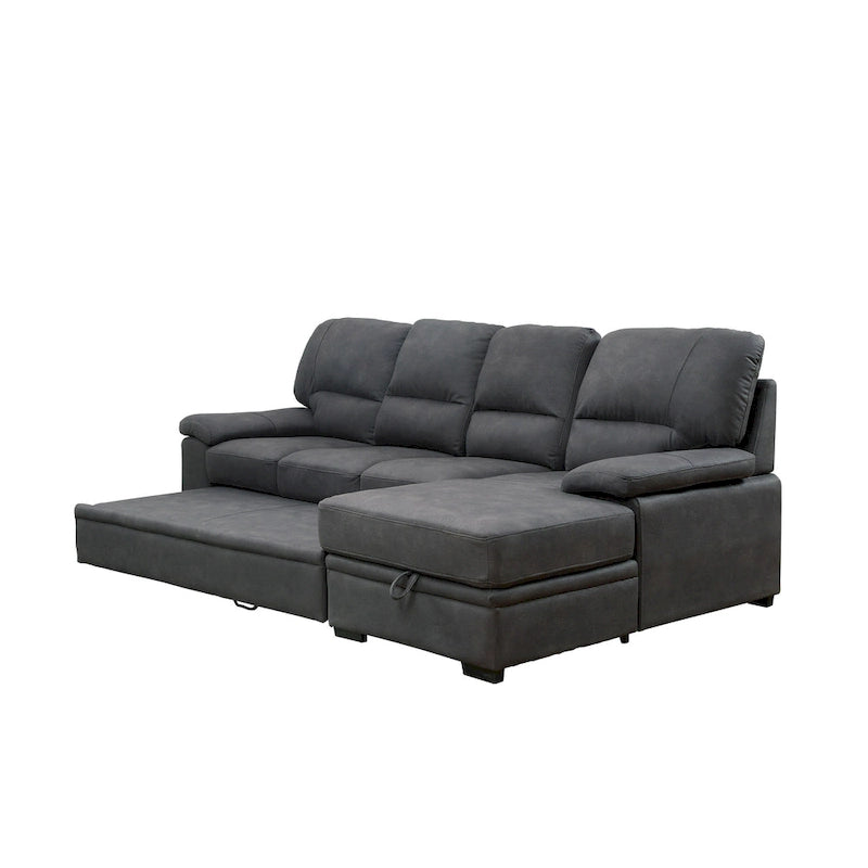 Werr modernes Schlafsofa mit Stauraum unter der Recamiere, Kunst-Nabuk, von Furniture of America