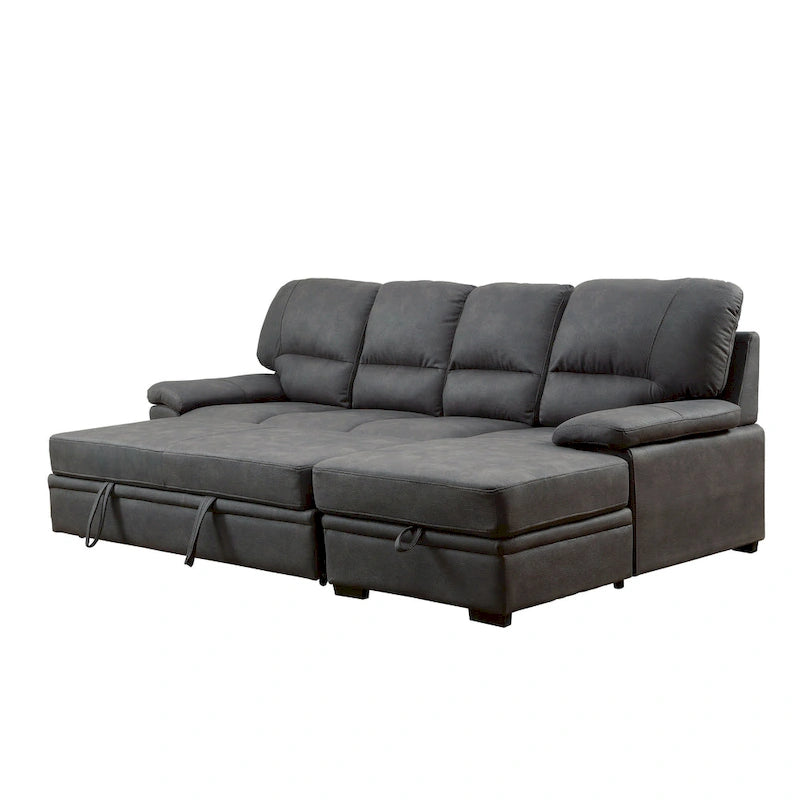 Werr modernes Schlafsofa mit Stauraum unter der Recamiere, Kunst-Nabuk, von Furniture of America