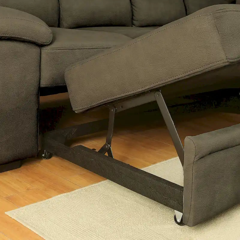 Werr modernes Schlafsofa mit Stauraum unter der Recamiere, Kunst-Nabuk, von Furniture of America