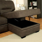 Werr modernes Schlafsofa mit Stauraum unter der Recamiere, Kunst-Nabuk, von Furniture of America