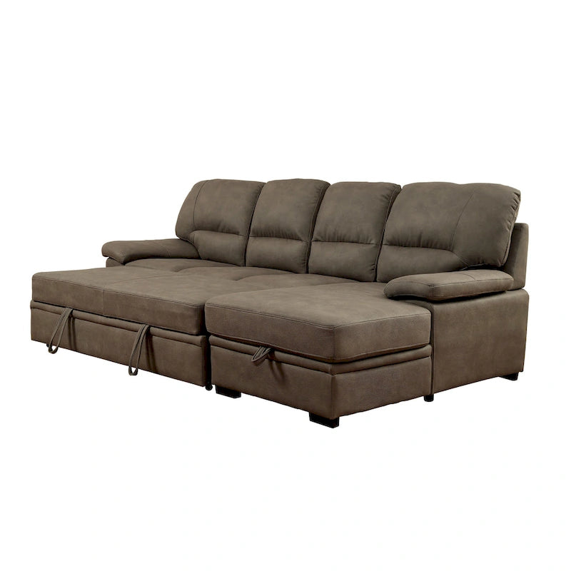 Werr modernes Schlafsofa mit Stauraum unter der Recamiere, Kunst-Nabuk, von Furniture of America