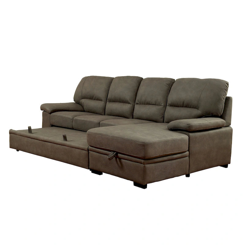 Werr modernes Schlafsofa mit Stauraum unter der Recamiere, Kunst-Nabuk, von Furniture of America