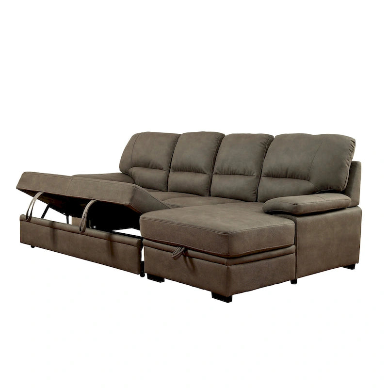 Werr modernes Schlafsofa mit Stauraum unter der Recamiere, Kunst-Nabuk, von Furniture of America