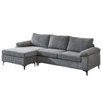 HOOOWOOO Wohnzimmer-Sofa mit breiter Armlehne, Kordstoff-Recamiere, umwandelbares Sofa mit Ottomanen