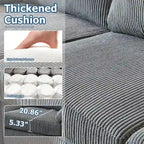 HOOOWOOO Wohnzimmer-Sofa mit breiter Armlehne, Kordstoff-Recamiere, umwandelbares Sofa mit Ottomanen